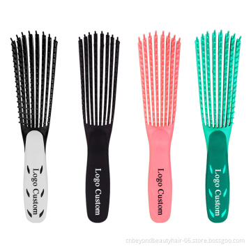 Wholesale custom logo detangler hair Brush products eight rows detangling massage detangle hair brush for curly hair brush